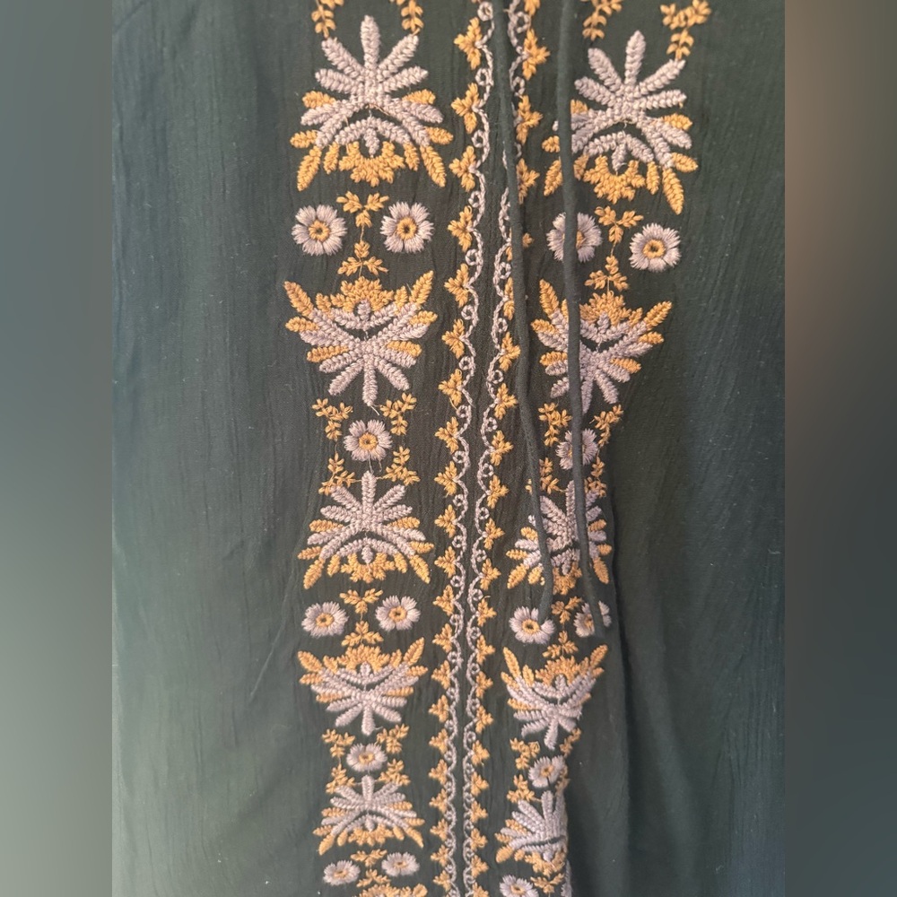 Free People Black, Rust and Lavender Embroidered High Low Dress - Picture 2 of 7